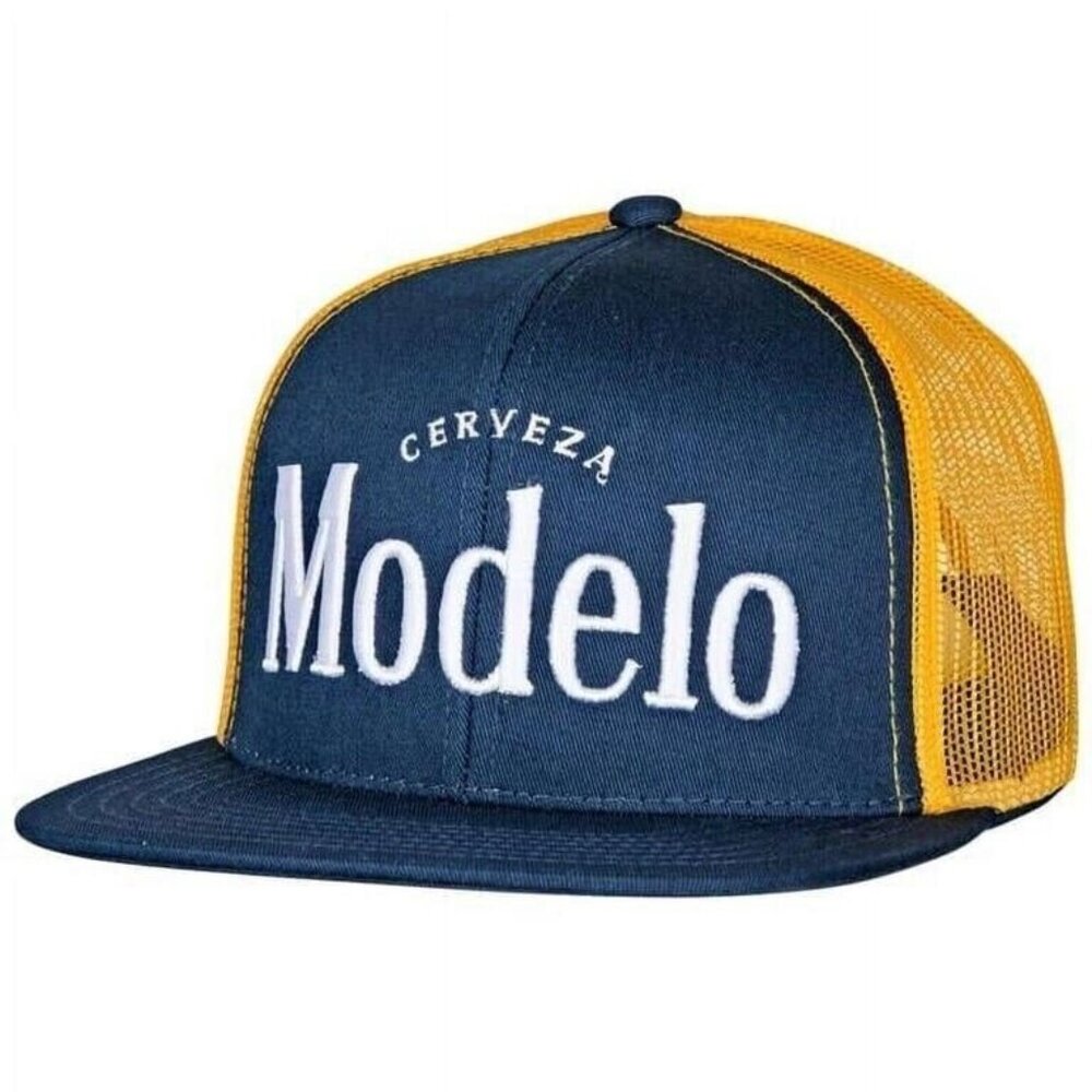 Modelo Especial Cerveza Logo Snapback Hat Blue Trucker Mesh - Picture 1 of 3